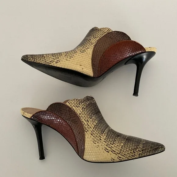 Chloè Snakeskin Mule Heels Size EU 38 Excellent Condition - Picture 6 of 14